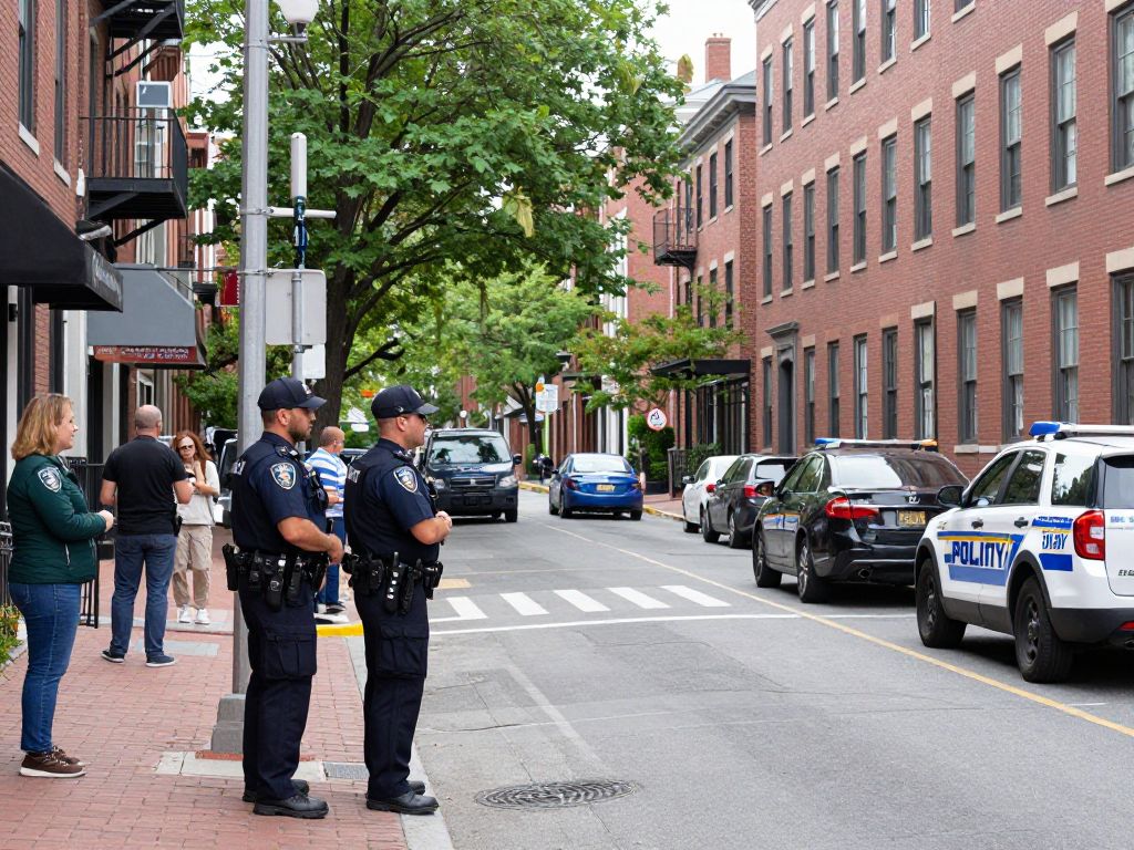 Quiet street in Boston showing community engagement and peace