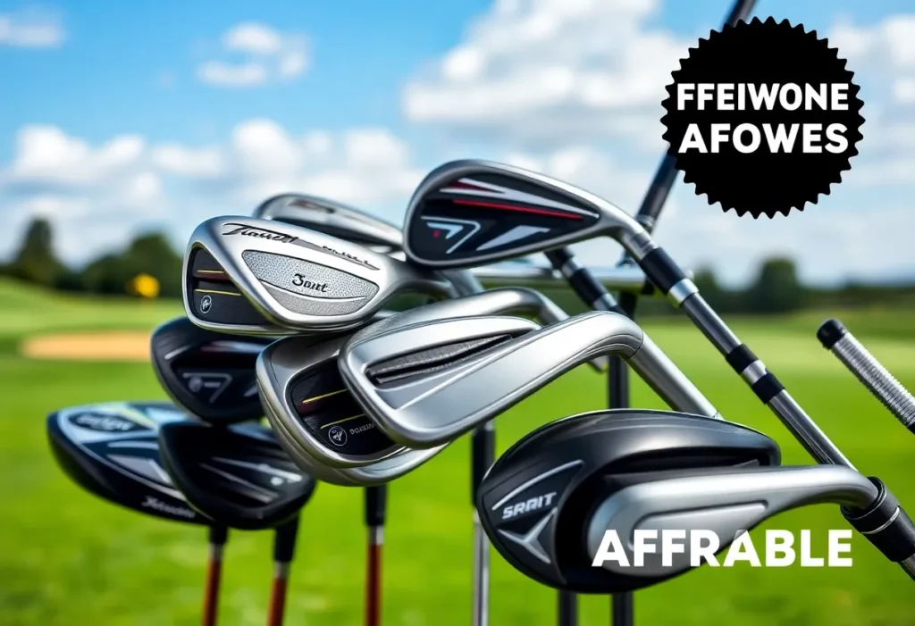 Collection of Sub70 golf clubs on a golf course