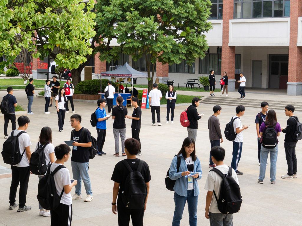 Students on Tufts University campus engaging in activities