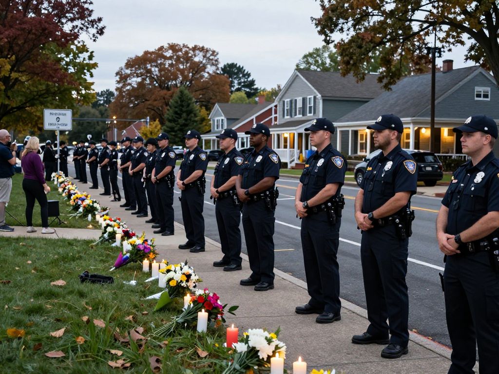 Vigil in Uxbridge honoring a fallen police officer