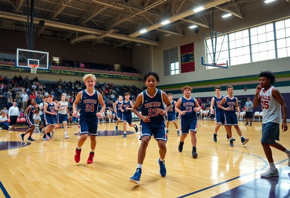 Winchester High School girls basketball team in an action-packed game