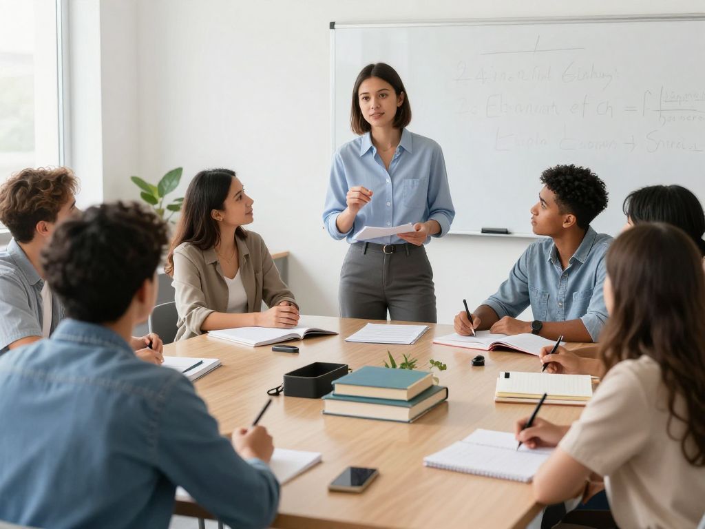 Aspiring educators in a classroom focusing on special education training