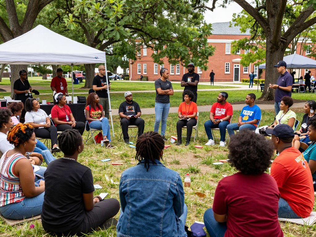 Community members engaging in activities for Black History Month