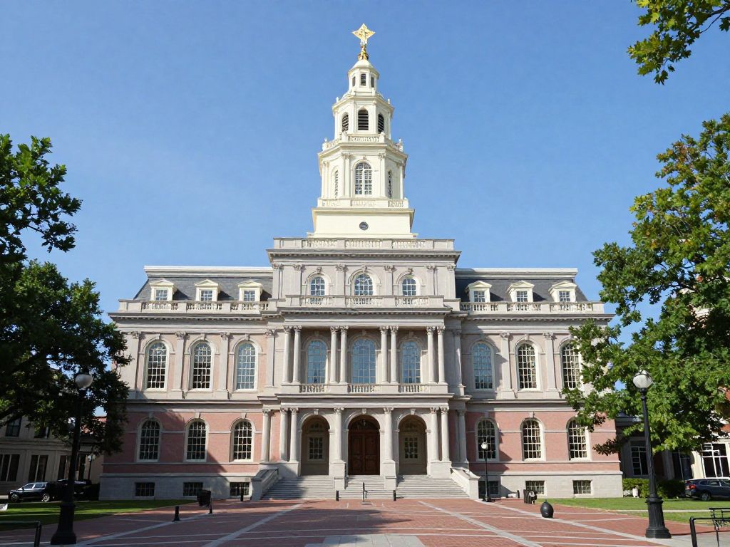 City Hall in Boston, showcasing calm surroundings.