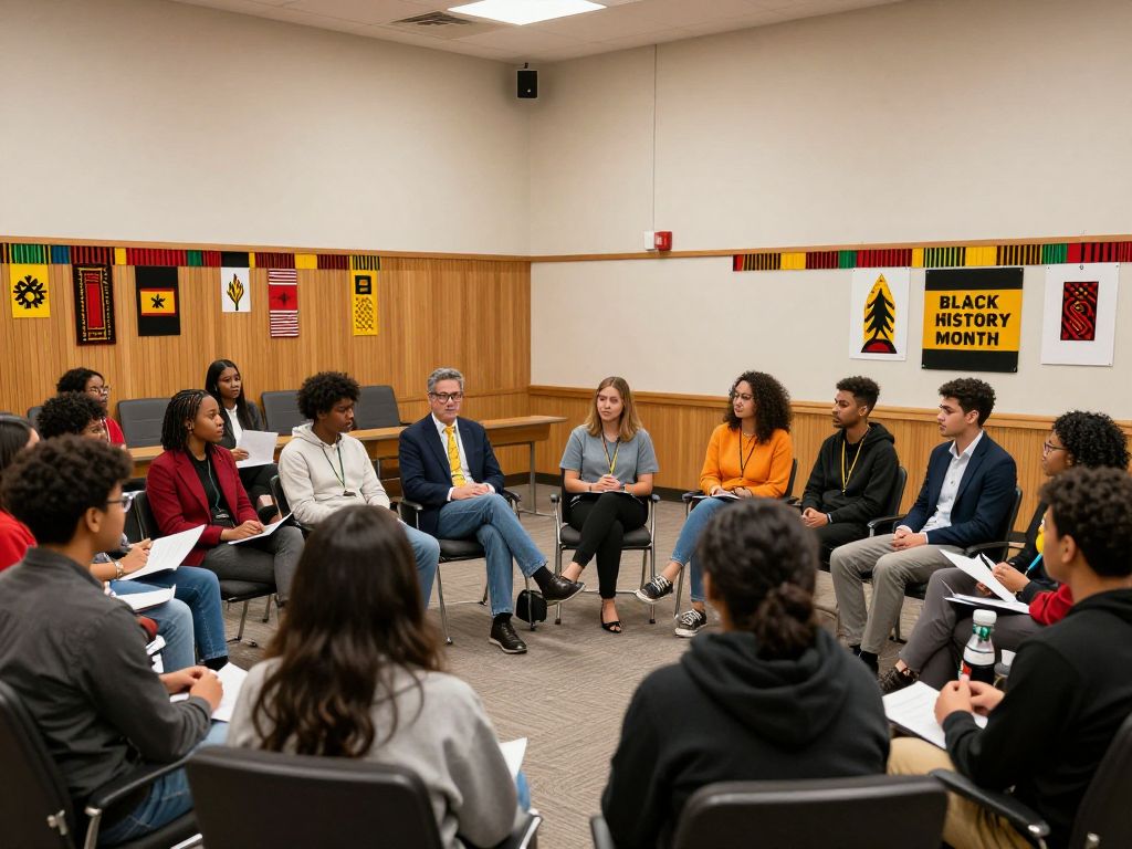 Students and faculty participating in Black History Month ceremony at Boston College