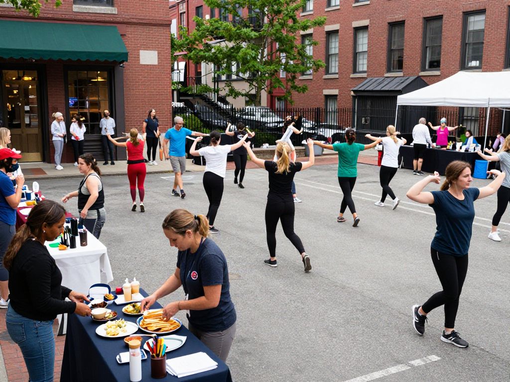 Participants engaging in a community event in Boston.