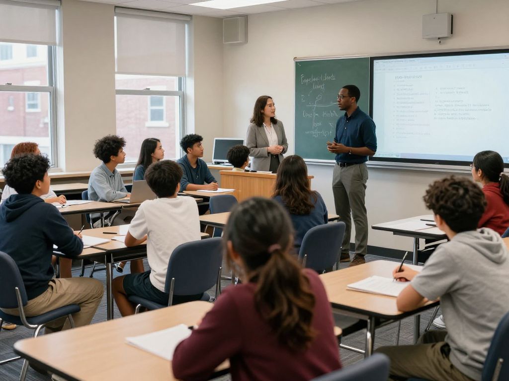 Students and educators in an interactive Boston classroom.