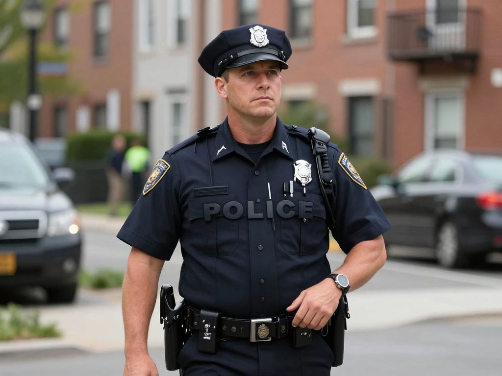 Boston Police officer maintaining public safety