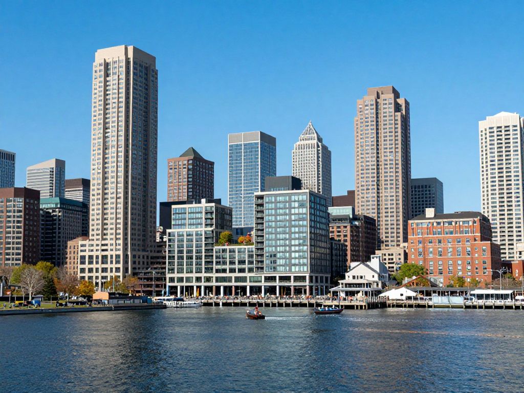 Construction site of a new hotel in Boston's Seaport District overlooking the waterfront