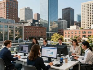 View of Boston with local businesses and digital marketing themes