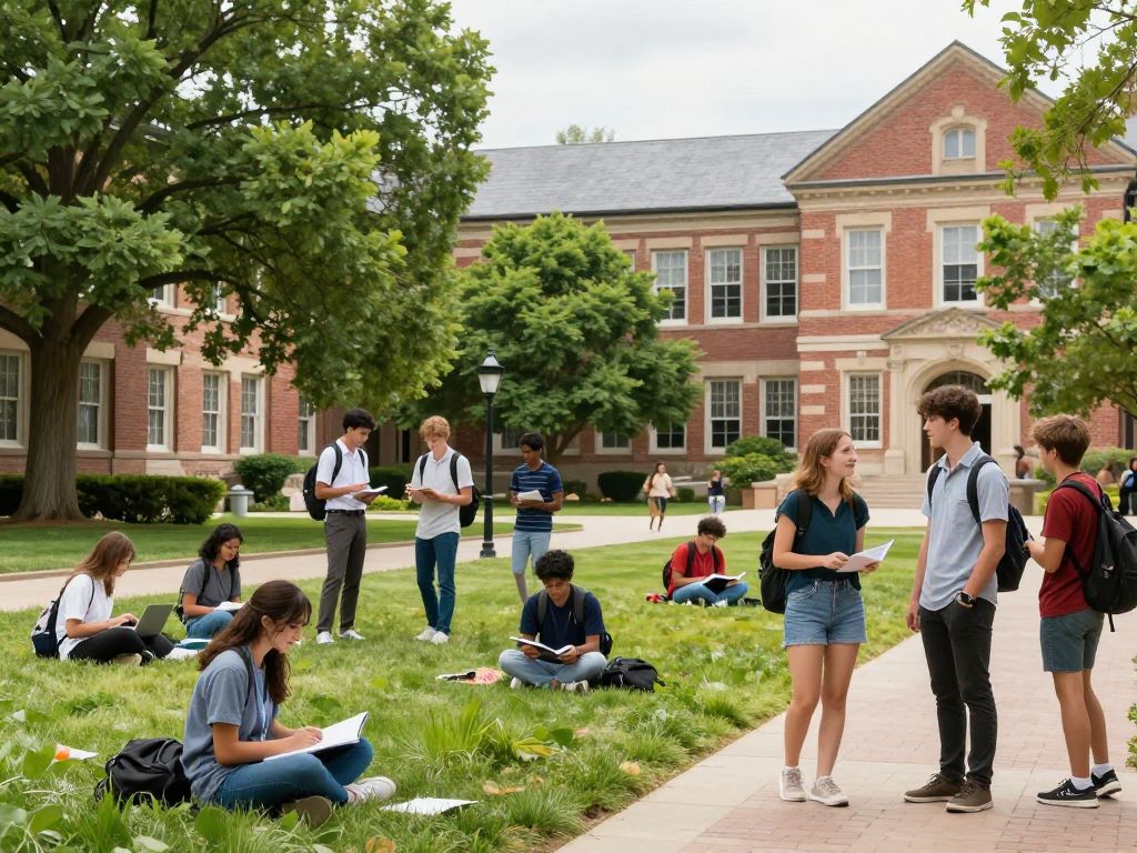 Students planning summer courses at a Boston college