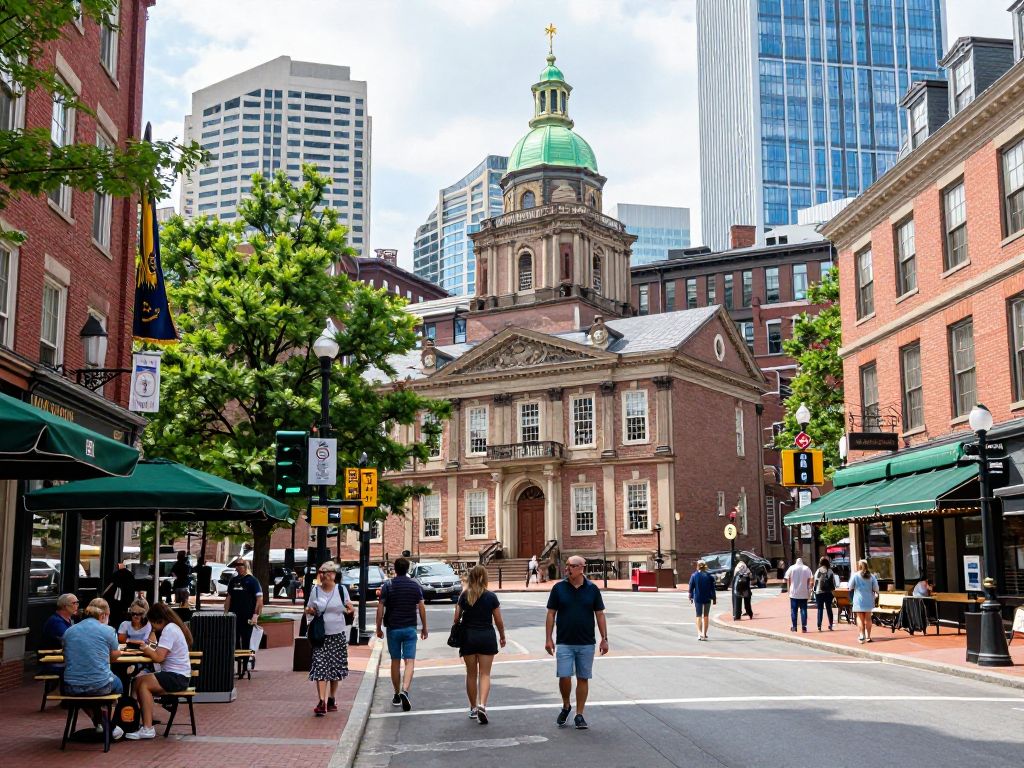 Tourists enjoying Boston's streets and landmarks