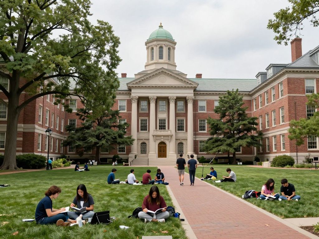 Boston University students engaged in academic activities on campus