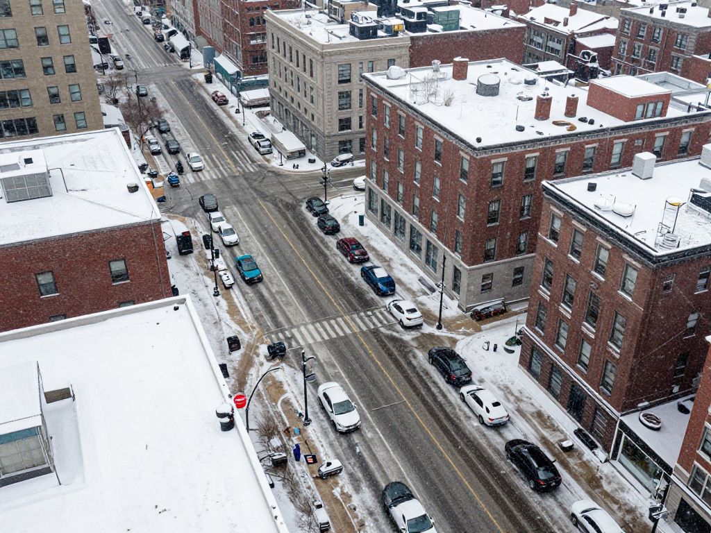 Boston streets covered in snow during a winter storm