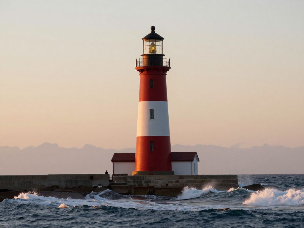 The historic Boston Light lighthouse near the ocean