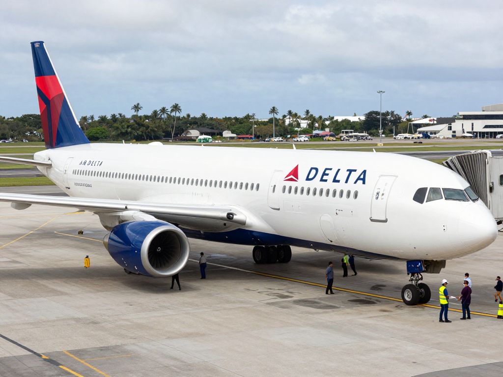 Passengers boarding a Delta Air Lines flight from Boston to Honolulu.
