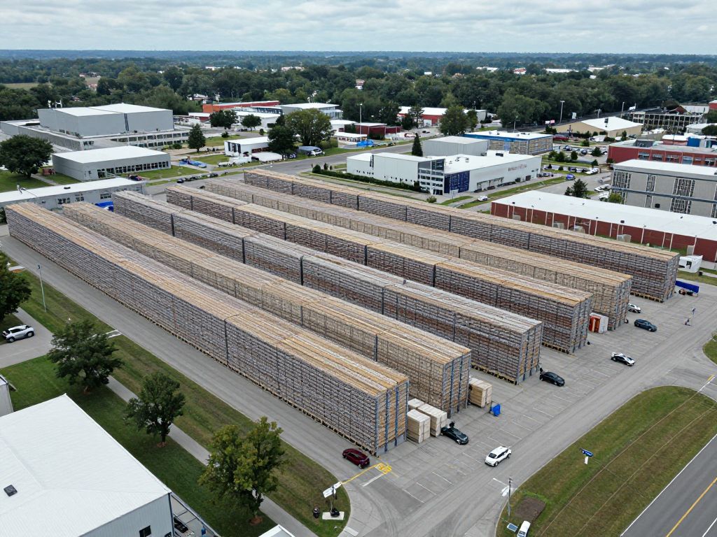 Aerial view of a distribution center in Devens, MA reflecting workforce adjustments