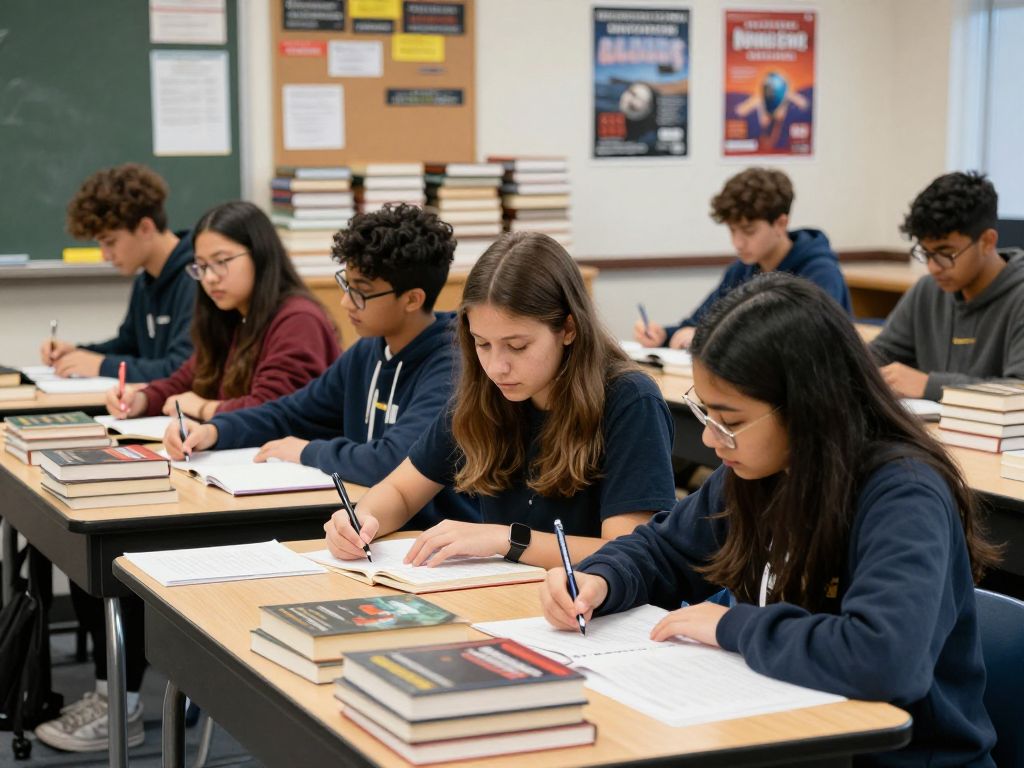 Students engaged in hands-on learning activities in a classroom