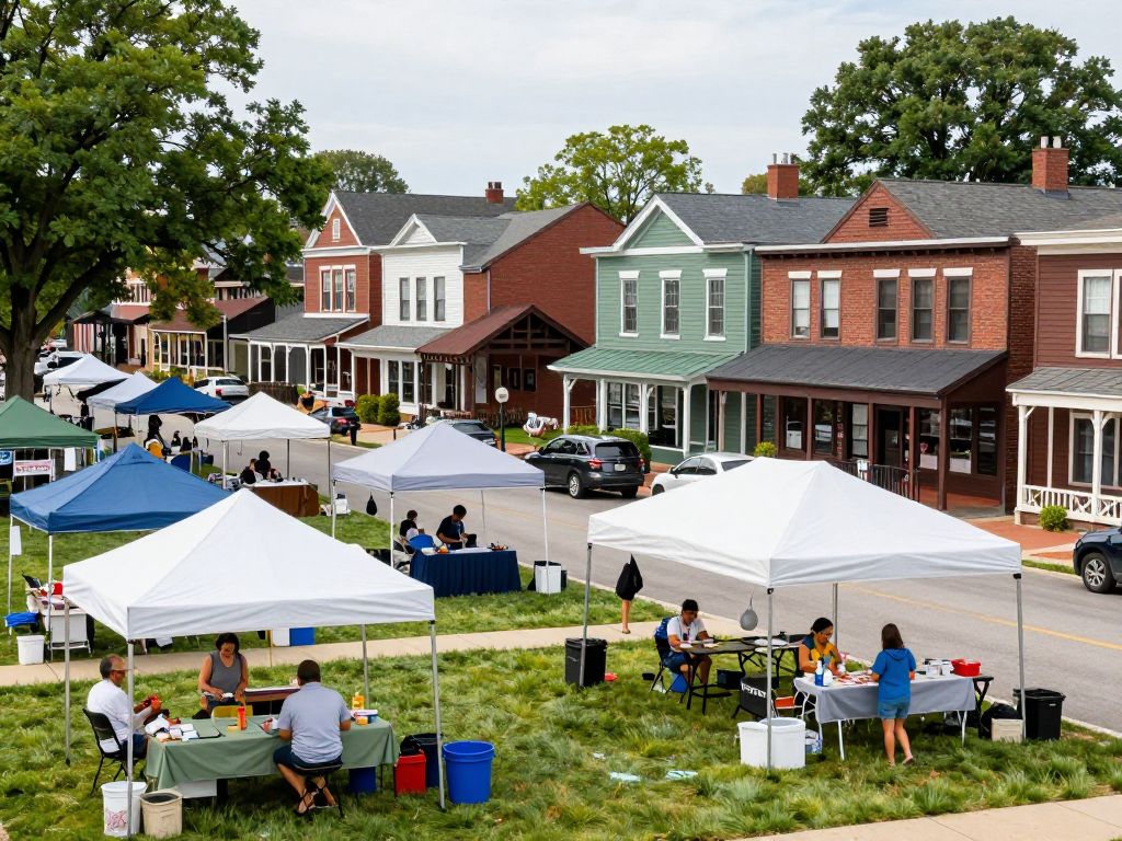 A tent set up in Holliston, Massachusetts for a local business event.