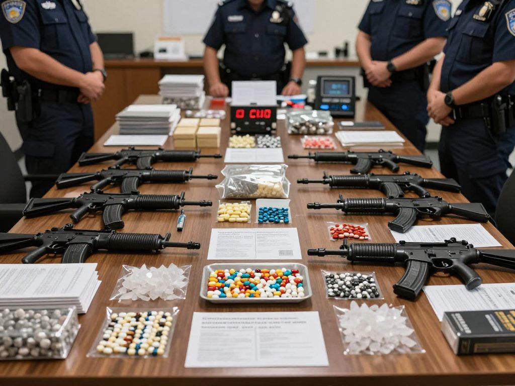 Police seizure of counterfeit pills and methamphetamine in Somerville