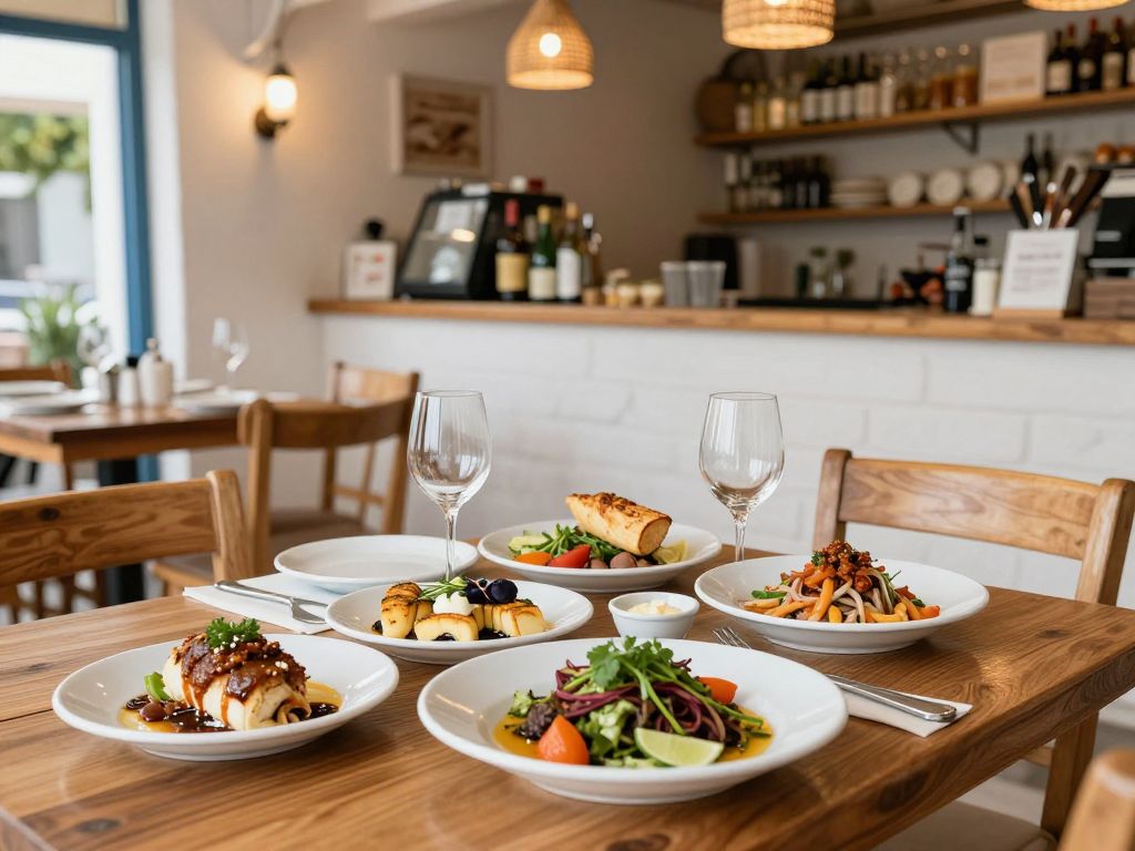 Interior of Kookoo's Kitchen restaurant showcasing Mediterranean cuisine.