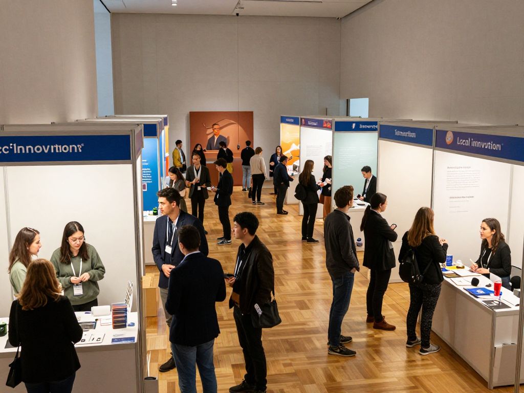 Attendees interacting at a Mass. Innovation Nights event