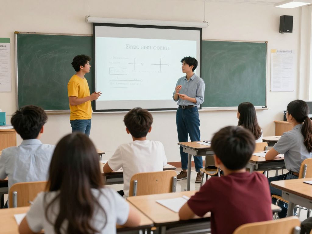 Students in a classroom demonstrating engagement and learning in an innovative educational environment.