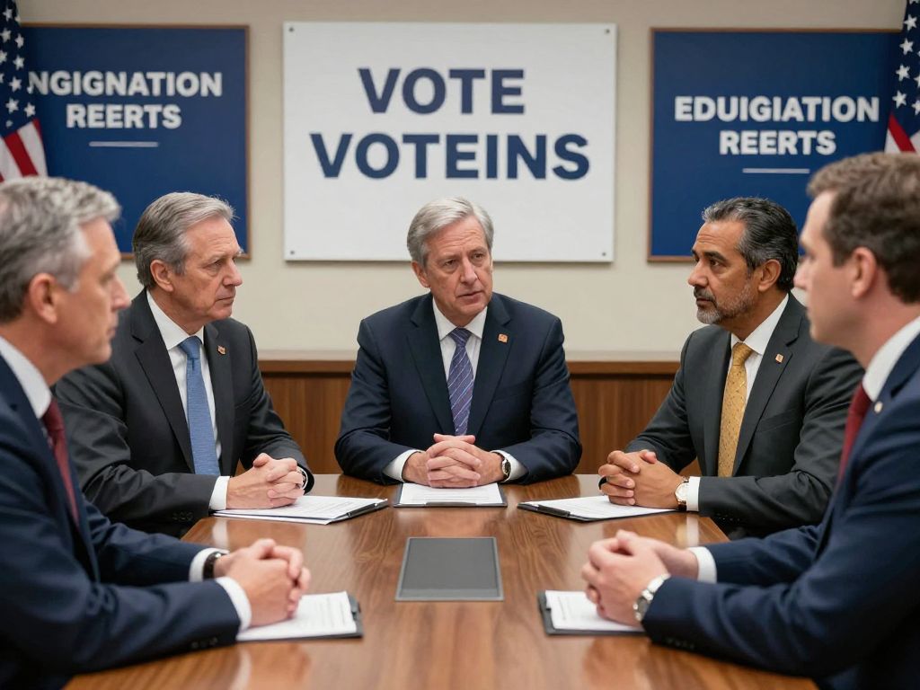 Diverse politicians discussing public policy in Massachusetts