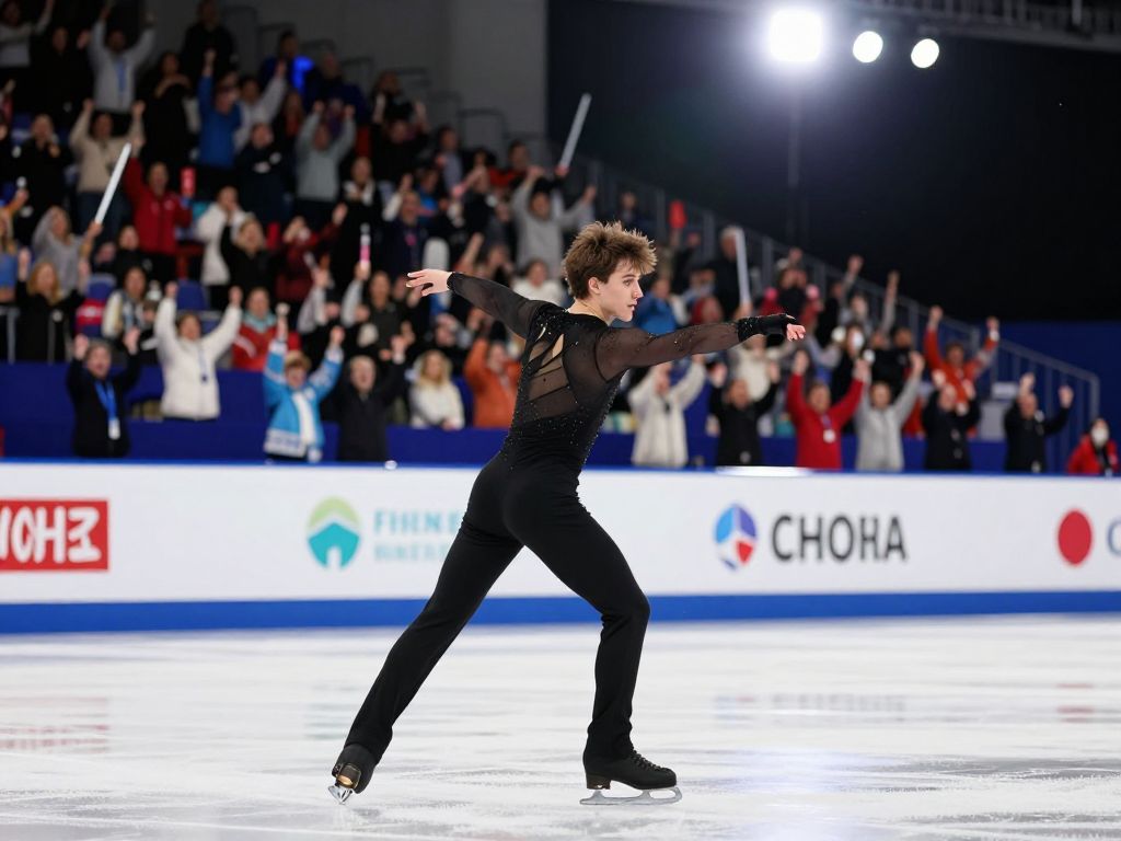 Figure skater performing at the Milan Cortina Olympics