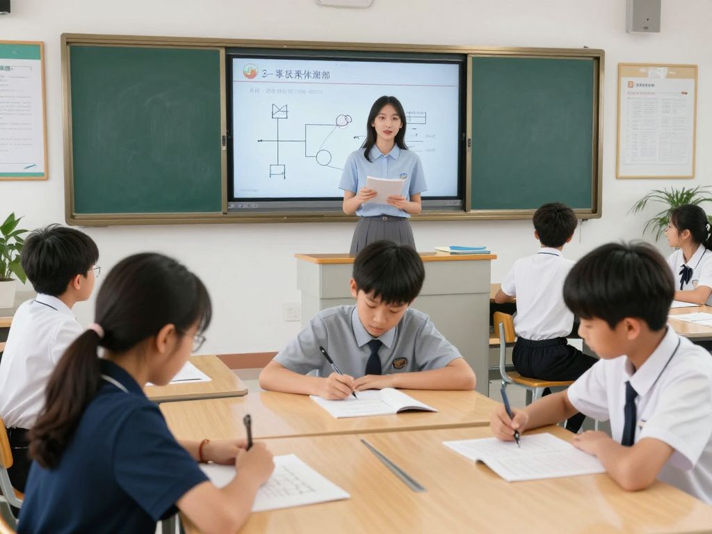 Students engaging in collaborative math activities in a classroom.
