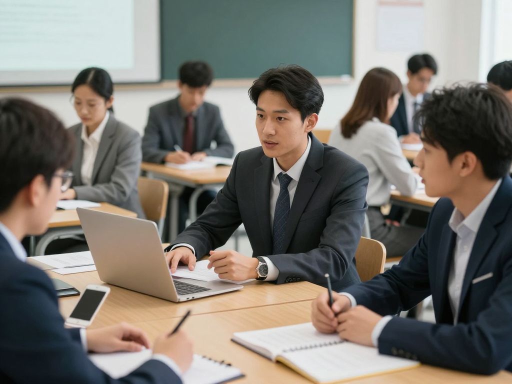 NHL players studying in a classroom at Boston College