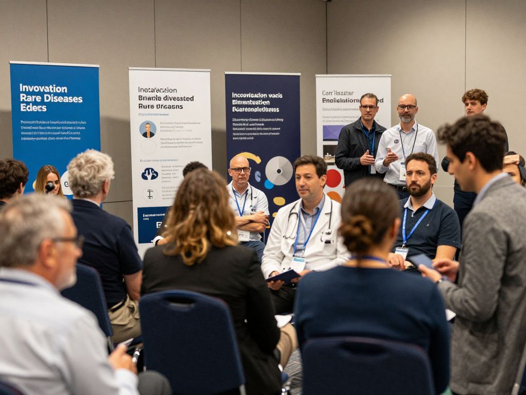 Participants at a conference discussing rare diseases