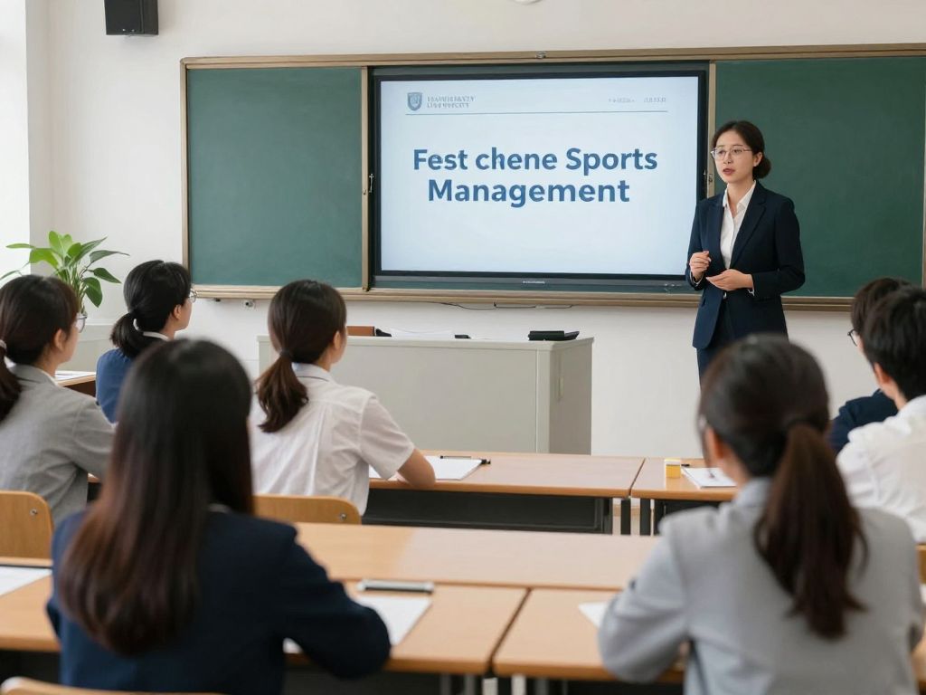 Students in a classroom discussing women's sports management
