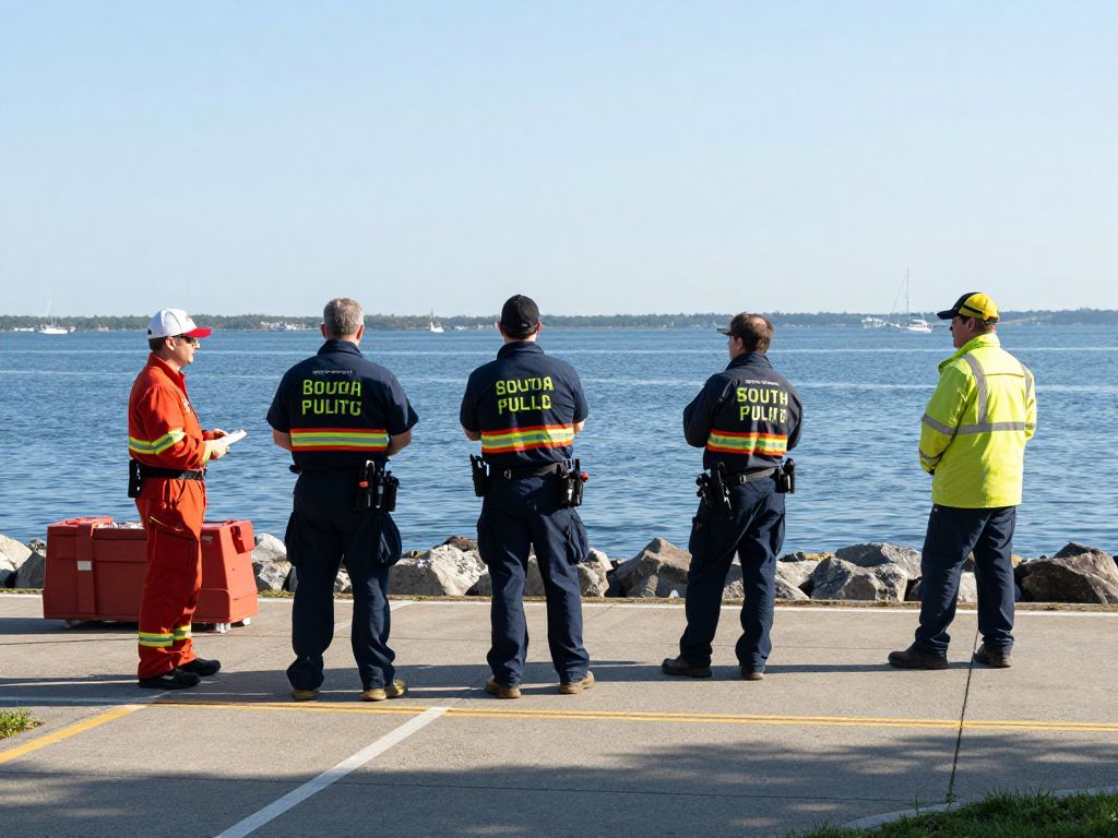 Emergency responders at South Boston waterfront
