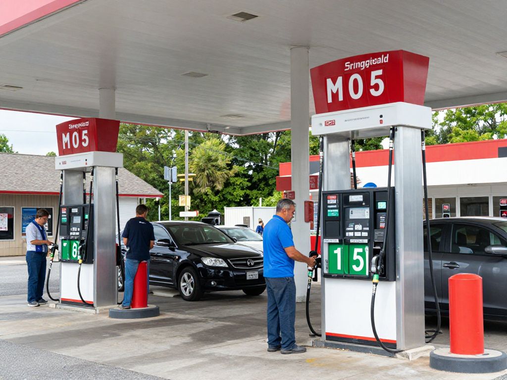 Drivers refueling at a gas station in Springfield, MA