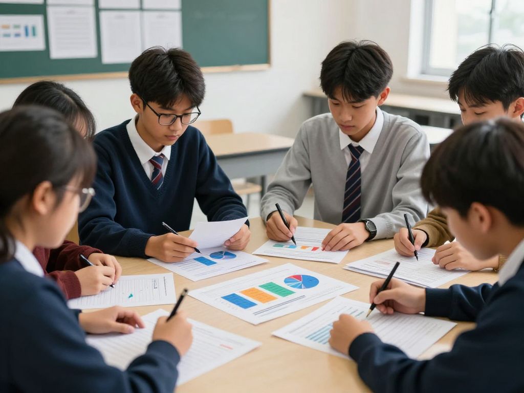 High school students participating in a financial literacy simulation