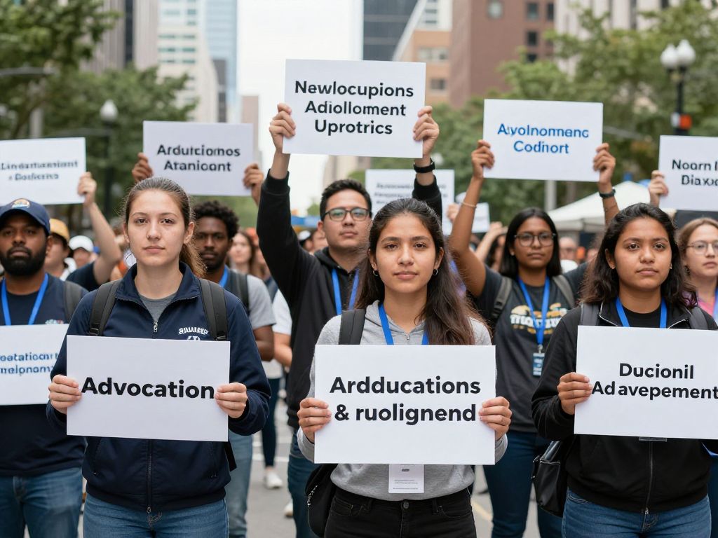 Teamsters rally participants advocating for skills development in AI age
