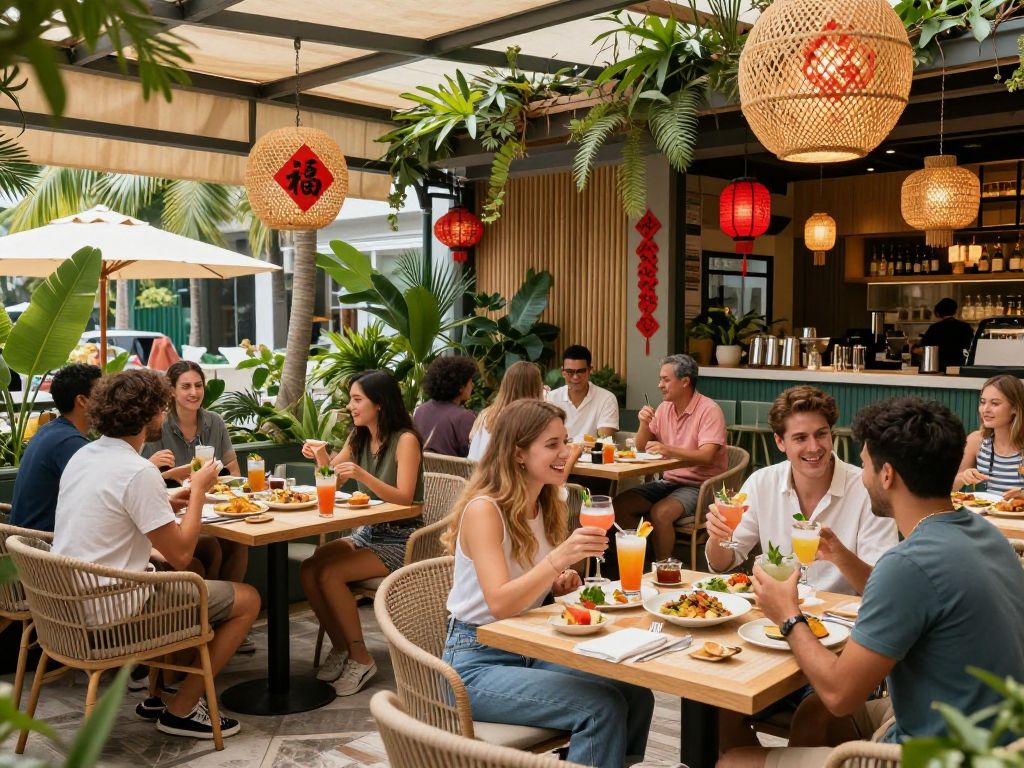 Outdoor patio at Tiki Cove in Downtown Boston