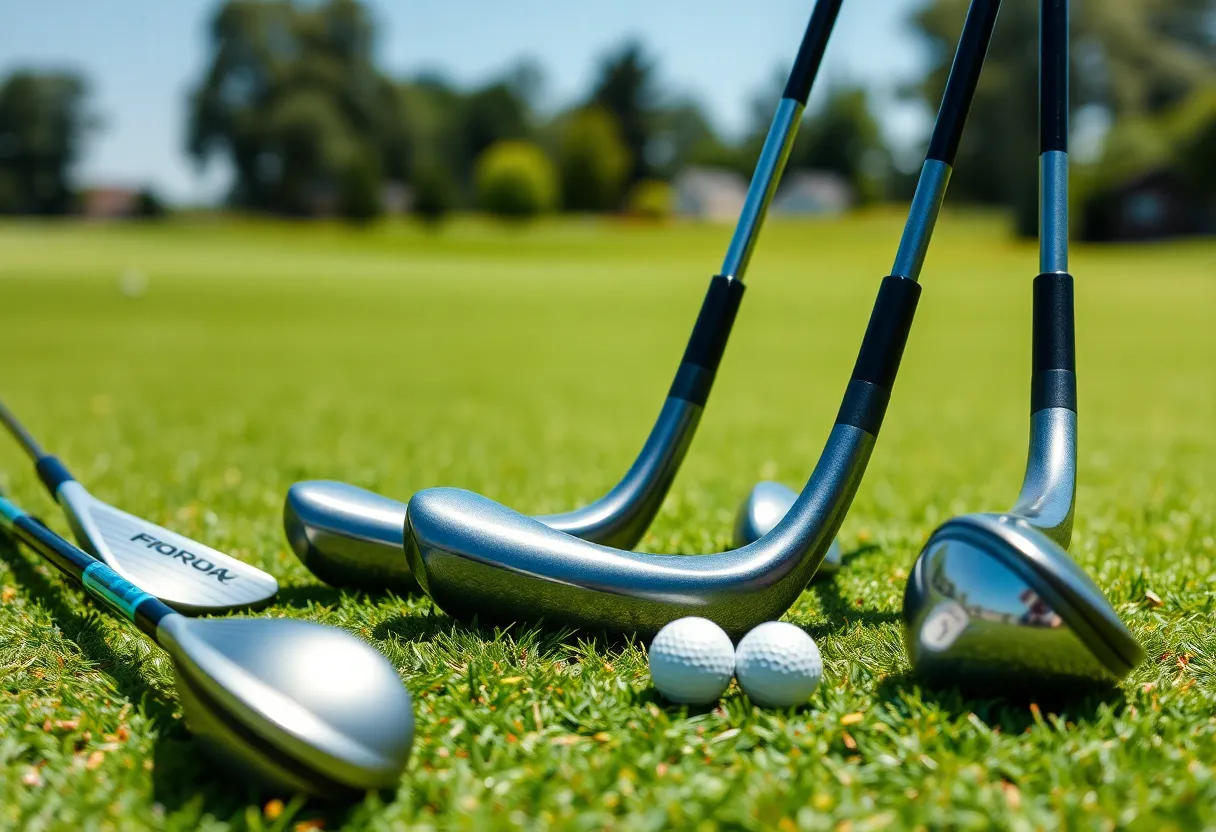 Various top-performing fairway woods displayed on a golf course