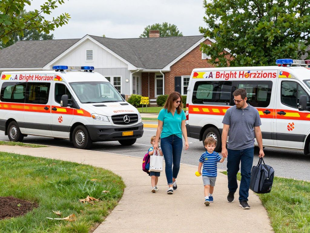 Emergency response vehicles outside a daycare center in Wellesley.