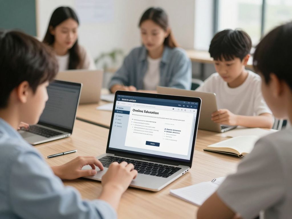 Students participating in an online learning environment at Wentworth Institute of Technology.