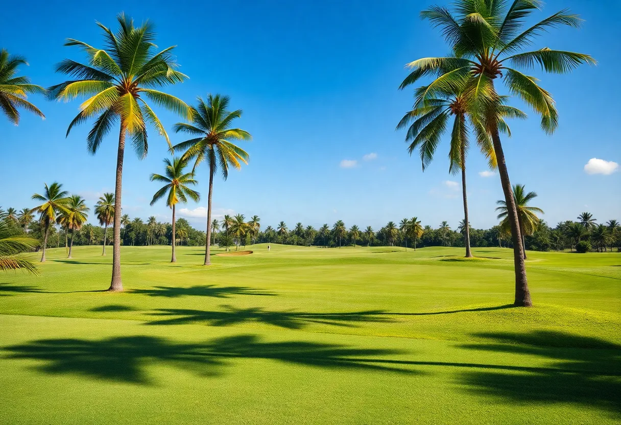 A stunning Florida golf course with clear skies