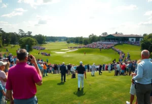 A scenic view of Augusta National Golf Club during the Masters Tournament