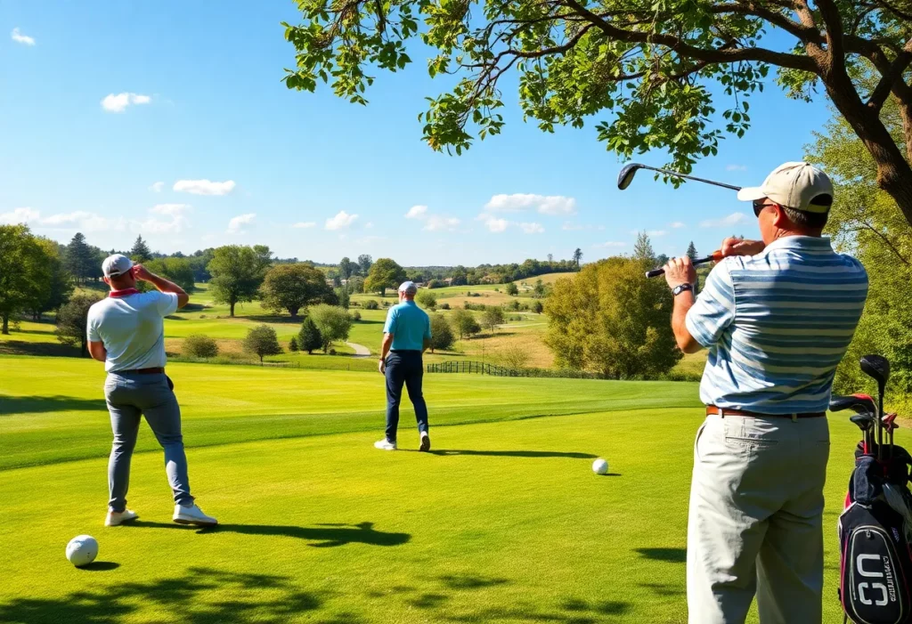 Golfers on a course using PXG golf clubs after Austad's Golf partnership announcement.