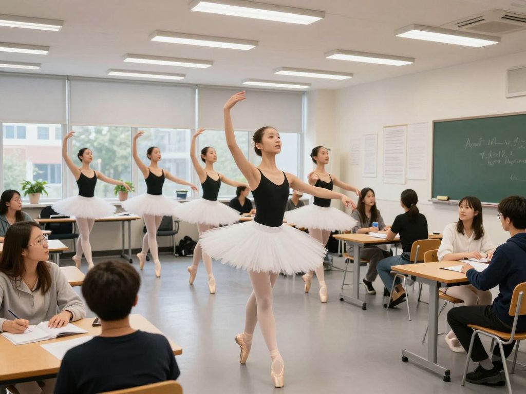 Ballet dancers engaging in education while performing
