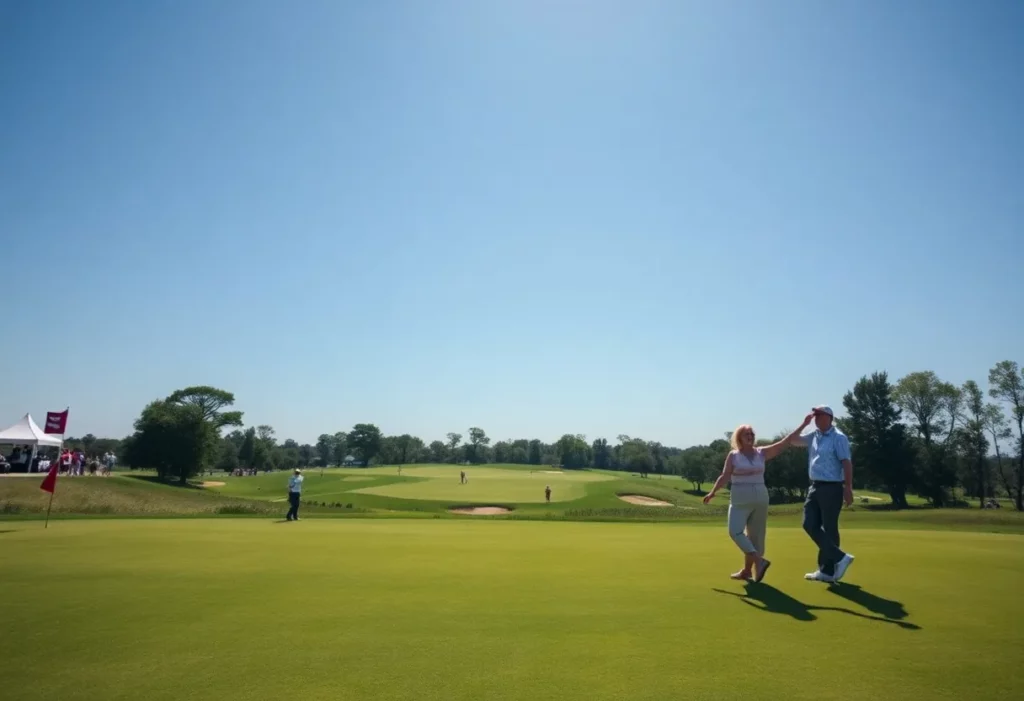 Golfers at the Masters Par 3 Contest showcasing camaraderie and joy.