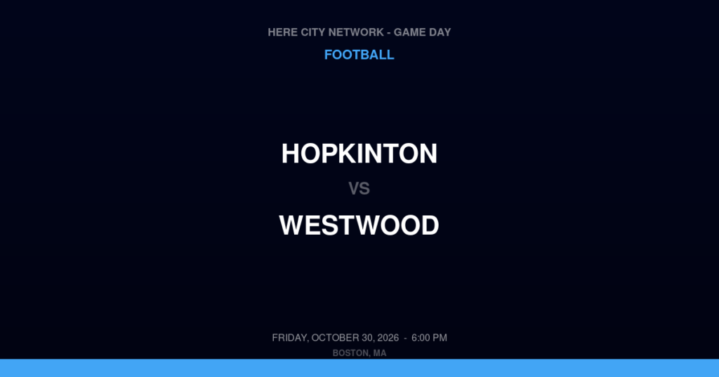 Hopkinton vs. Westwood — Football Game Day — Westwood, MA — Oct 30, 2026