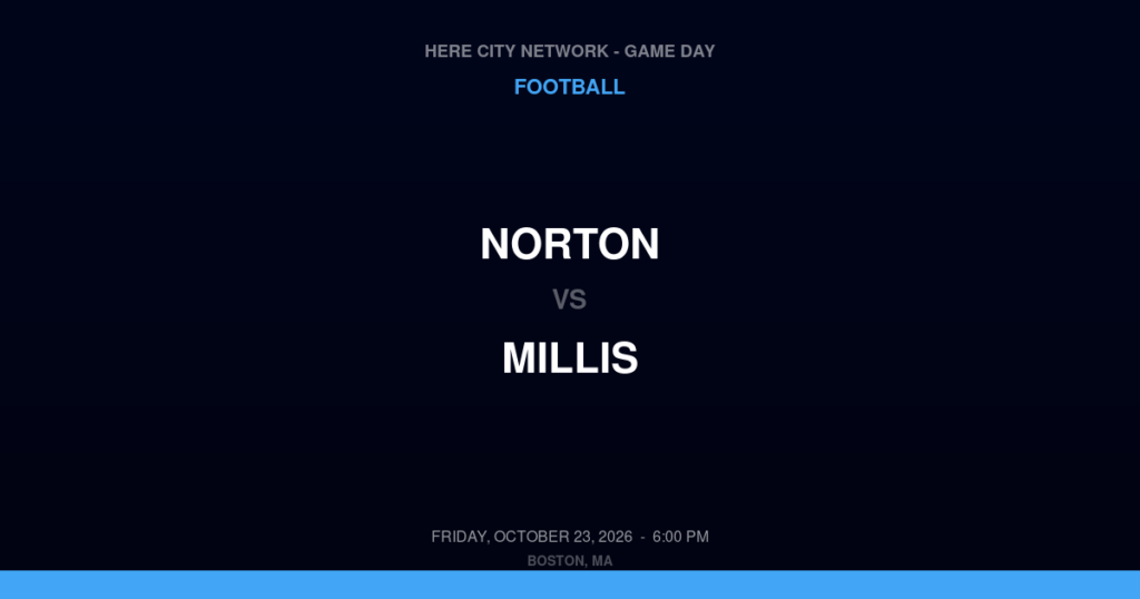 Norton vs. Millis — Football Game Day — Millis, MA — Oct 23, 2026