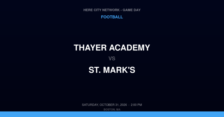 Thayer Academy vs. St. Mark's — Football Game Day — Southborough, MA — Oct 31, 2026